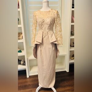 Champagne Satin Evening or Mother Of The Bride Evening Gown